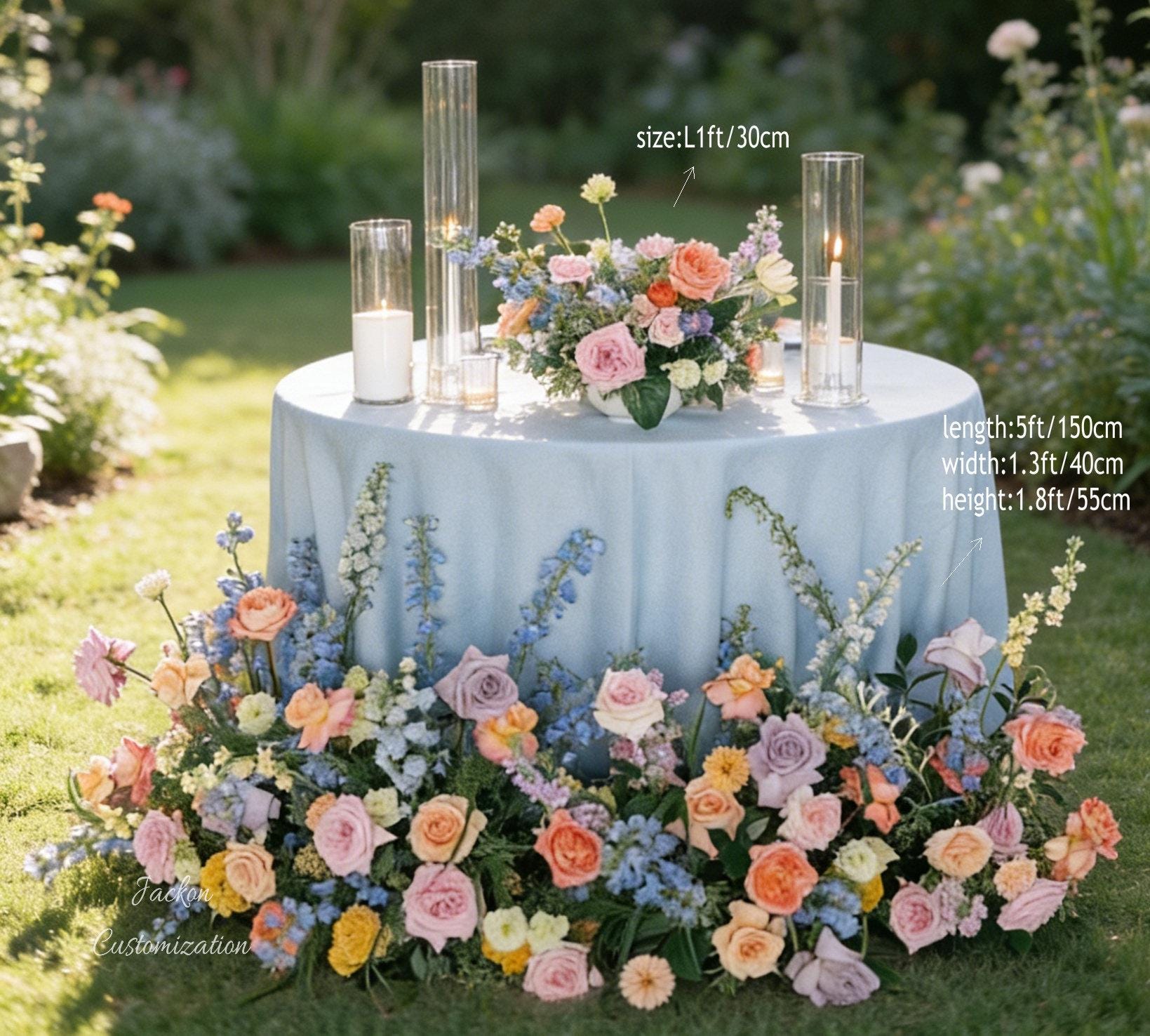 Pastel Wedding Table Flower, Floor Floral Runner, Artificial
