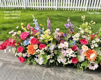 Arreglo floral multicolor de flores silvestres, flores artificiales para el pasillo nupcial, decoración de bodas