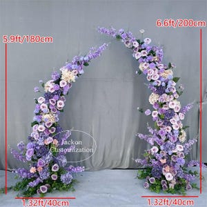 Purple Wedding Pointy Arch Flowers Arrangement Outdoor Party Background Decoration Flower Pillar Bridal Shower Flower Arch Decor Props