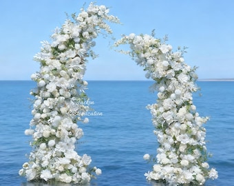 White Floral Arch Arrangements | Wedding Ceremony Decor