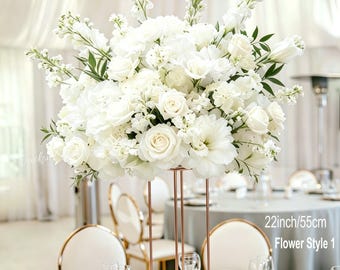 Centro de mesa blanco, decoración artificial para mesas de boda