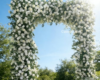 White Flower Archway, Luxe Wedding Ceremony Backdrop, Event Decor Arrangement