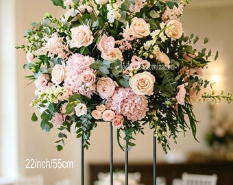 Blush Pink Hydrangea Rose Eucalyptus Centerpiece, Artificial Floral Arrangement, Wedding Table Decor