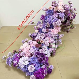Shades of Purple Flower Runner Artificial Floral Row Wedding Arch Swag Flower Garland Christmas New Year Decorations Prop Flowers