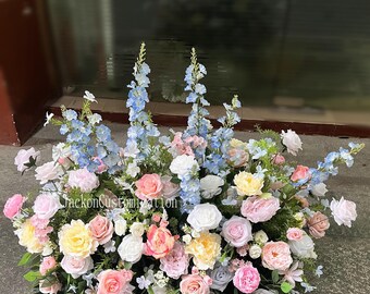 Colorful Floral Table Runner | Artificial Wedding Aisle Arrangement | Silk Flower Centerpiece