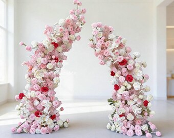 Blush Pink White Floral Arch | Wedding Flower Columns