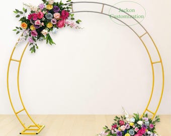 Supporto Per Sfondo Ad Arco Dorato 1,5m - 4 Cerchi Rotondi - Per Matrimoni, Feste, Compleanni - Inclusa Base