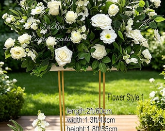White Rose Greenery Floral Arrangement, Artificial Wedding Decor