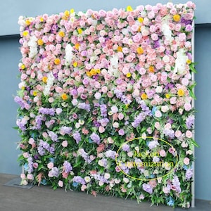 Fabric Green Plant Colorful Rose Wall Wedding Party Backdrop Decoration Props Artificial Cloth Roll Up Flower Wall