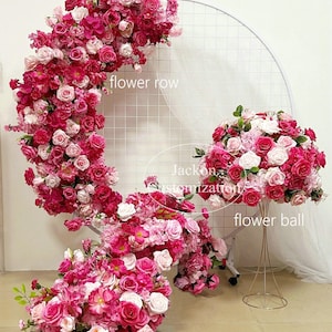 Hot Pink Light Pink Artificial Flower Arrangement, Handmade Wedding Aisle Flower, Flower Centerpiece, Wedding Party Backdrop Decor Floral