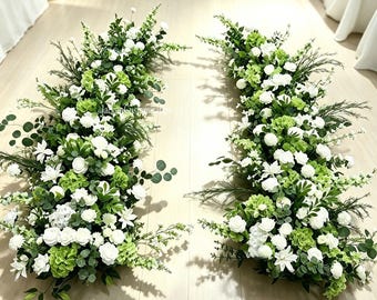 White Greenery Flower Arch, Artificial White Rose Hydrangea Eucalyptus Garland, Wedding Decor