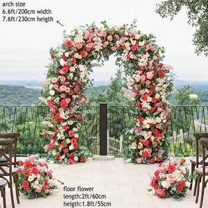 Red Half Circle Flower Arch, Wedding Floral Arch, Aisle Runner Flower, Bridal Shower Flower Garland Arch, Flower Runner, Flower Walkway