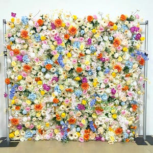 Multicolor 5D Fabric Wall Artificial Cloth Roll Up Flower Wall Wedding Party Backdrop Decor Wall Photography Background Rose Floral Wall