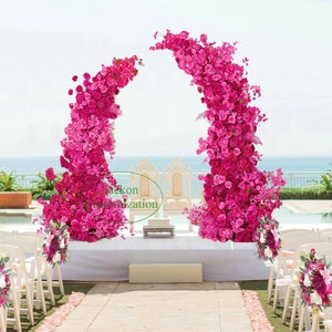 Hot Pink Wedding Flower Arch, Artificial Floral Garland Decor
