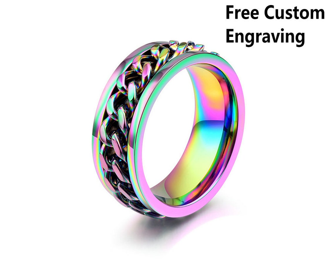 Spinner Chain Ring Anxiety Rings Week Ring Anxiety Spinner Etsy