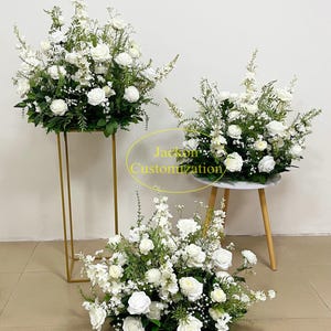 Bianco artificiale matrimonio navata fiore pavimento fiore primavera tavolo fiore corridore arco matrimonio decorazione festa sfondo decorazione composizione floreale
