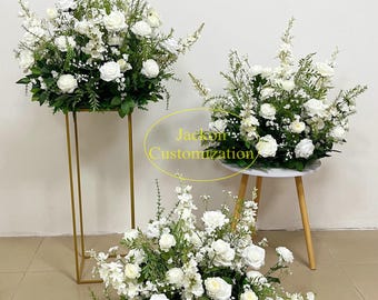 White Artificial Wedding Aisle Flower Floor Flower Spring Table Flower Runner Wedding Arch Decor Party Background Decor Flower Arrangement