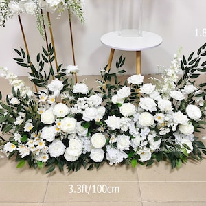 White Wedding Ceremony Aisle Runner Floral Decor, Altar Decor, Bridal Shower Flower Arrangement, Floor Flower, Flower Stair, Aisle Flower