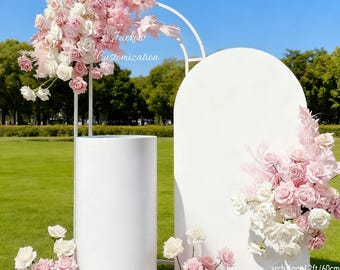 Baby Pink White Wedding Flowers Backdrop, Bridal Shower Flower Arch Decor