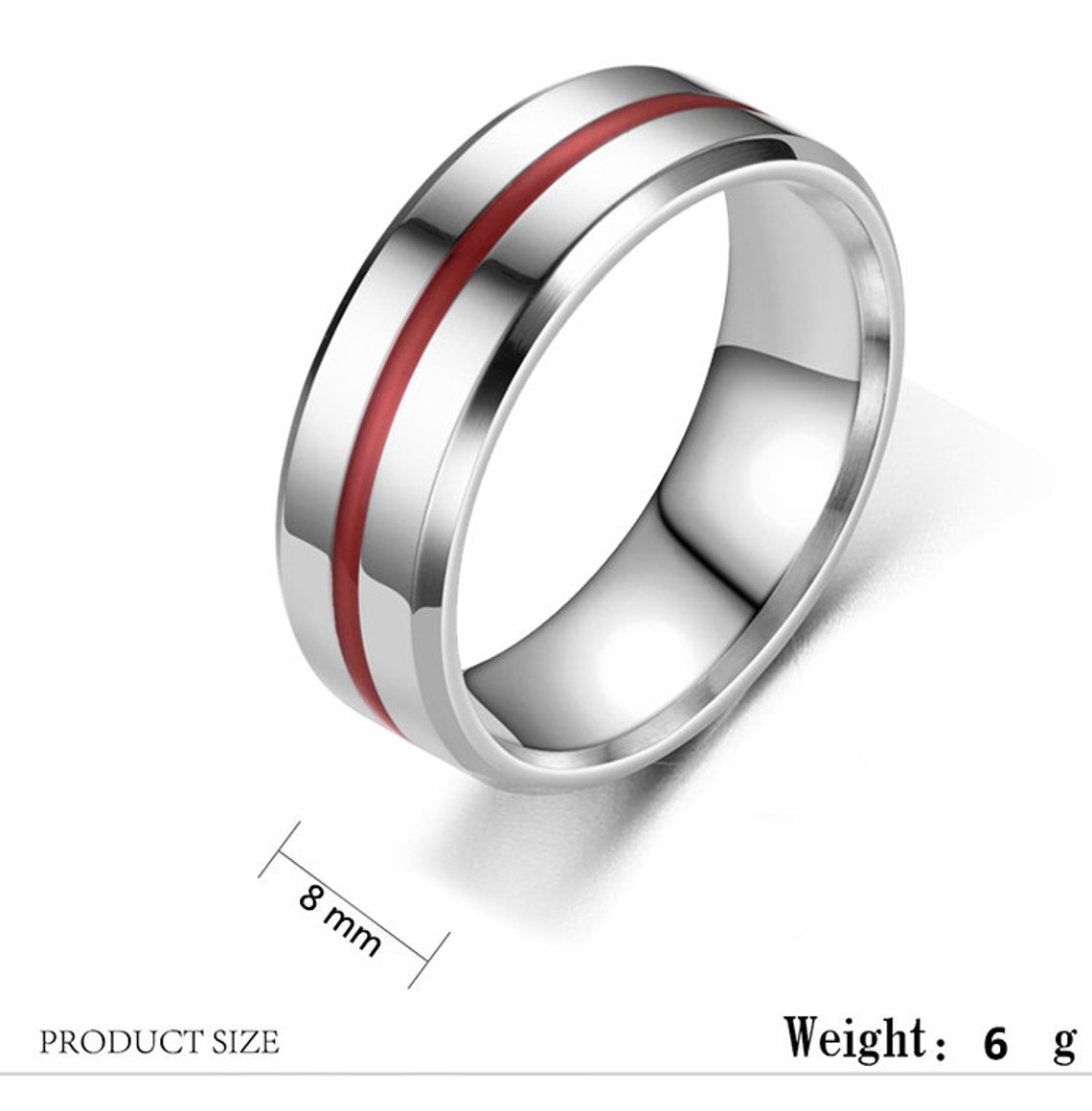 Red Stripe Ring Men Women Rings Fashion Casual Couple Ring Etsy