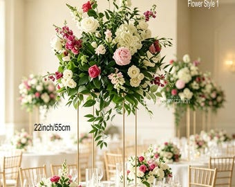 White Hot Pink Floral Centerpiece, Artificial Hydrangea Rose Greenery Flower Ball, Wedding Table Decor