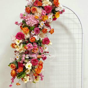 Orange Arch Flower Garland Table Flower Runner Spring Wedding Aisle Flower Flower Arrangement Bridal Shower Fall Background Decor Floral