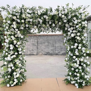White Rose Arch Flower Arrangement Wedding Arch Flower Garland Flower Pillar Bridal Shower Arch Sculpture Business Party Backdrop Decor