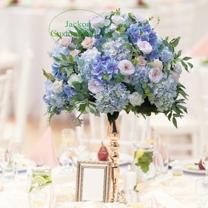 Blue Hydrangea Table Centerpiece Flower Ball Wedding Centerpieces Altar Decor Business Decor Fake Flowers Road Leading Aisle Runner Flower