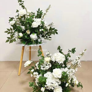 White Wedding Aisle Flower Artificial Aisle Runner Floral Altar Decor Bridal Shower Flower Arrangement Floor Flower Ground Flower Stair