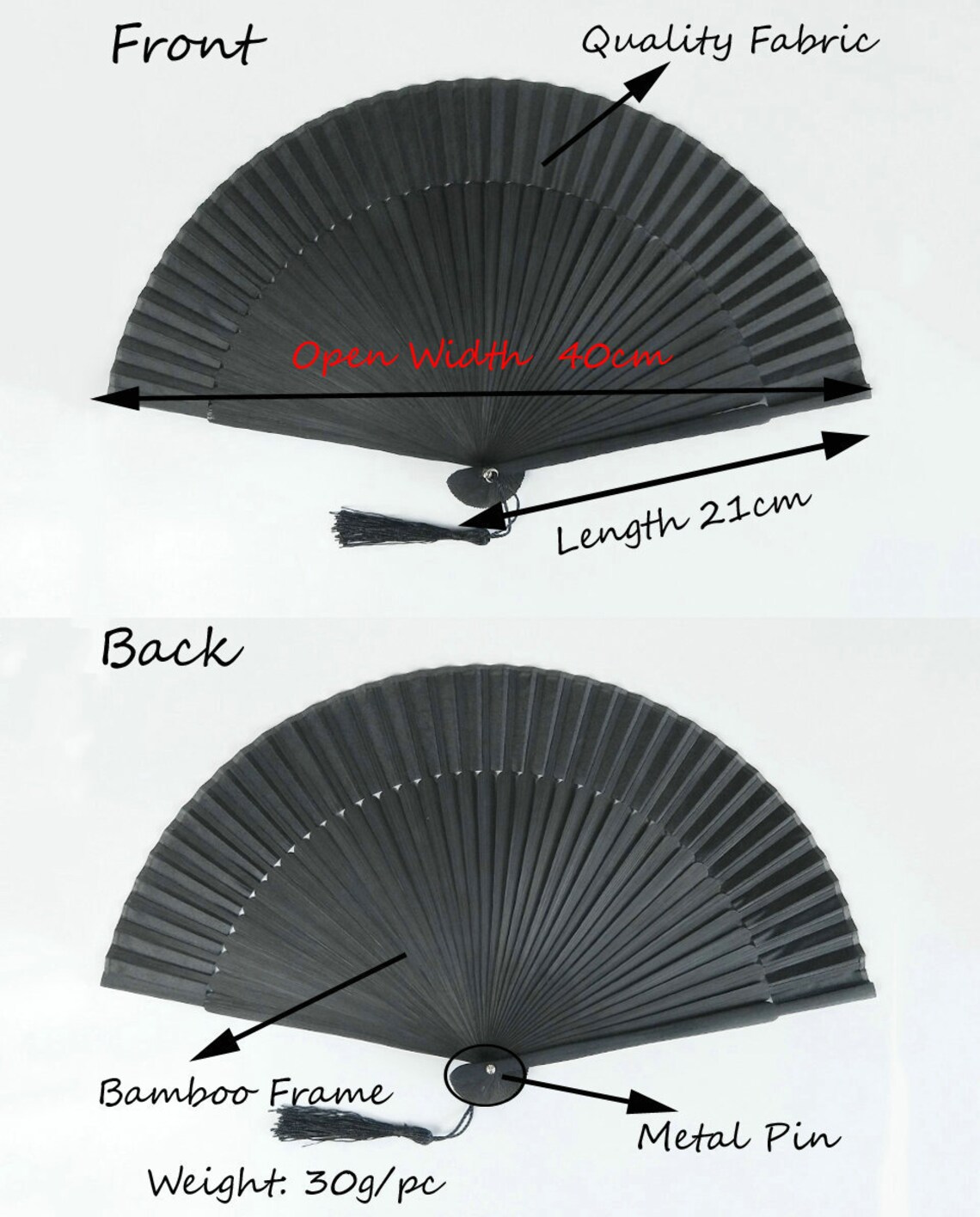 Black Hand Fans Personalized Handheld Folding Fan Man Etsy