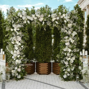 Cream Ivory Rectangular Flower Arch Wedding Floral Arch Bridal Shower Flower Garland Arch Fake Green Leaves Arch Decor Flower Arrangement
