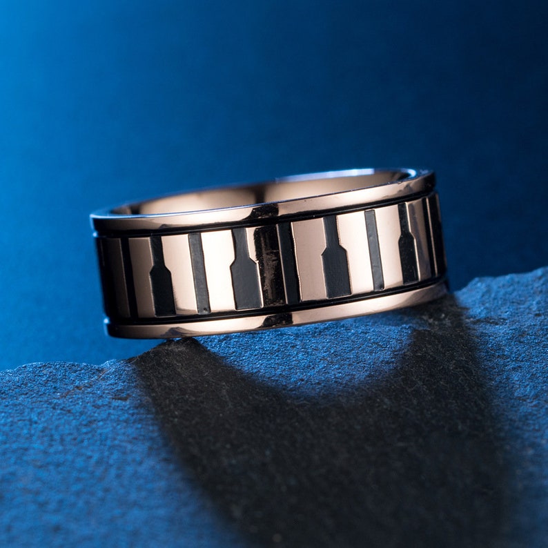 Personalized Piano Key Ring for Musicians Rings Men Women Rings Wedding Anniversary Ring Stainless Steel Rings Free Custom Engraving Ring