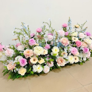 Spring Wedding Ceremony Aisle Flower, Garden Aisle Runner Floral, Altar Decor, Bridal Shower Flower Arrangement, Floor Wedding Flower