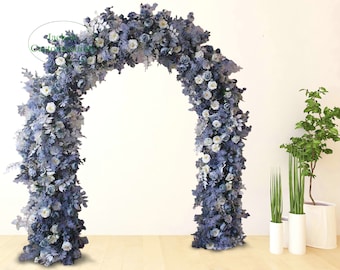 Grey Blue Arch Flower Garland, 5D Artificial Flower Arrangement, Wedding Party Backdrop Decoration