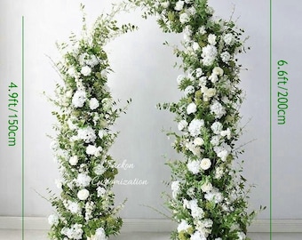 White Greenery Wedding Arch, Artificial Floral Archway, Boho Wedding Ceremony Backdrop