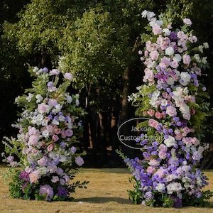Purple Baby Pink Artificial Arch Flower Arrangement Fake Greenery Flower Garland Wedding Party Arch Background Decoration Flower Pillar