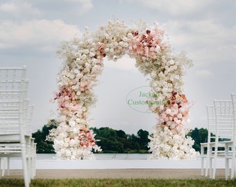 Cream, Baby Pink Archway Flower with Baby's Breath, Flower Ball, Wedding Ceremony Props, Engagement Party Background Decoration