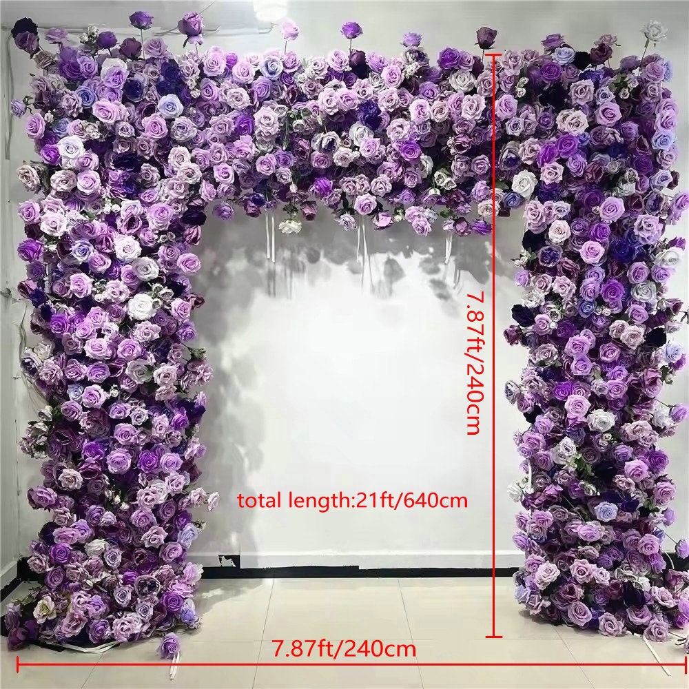 Purple Violet Lavender Wedding Flower Arch Faux Silk Floral Arch Bridal Shower Background Arch Flower Decor Artificial Floral Arrangements