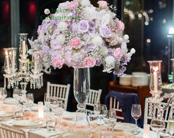 Lavender Light Pink 5D Artificial Wedding Reception Flower Ball, Baby's Breath Flower Centerpiece, Event Party Backdrop Decoration