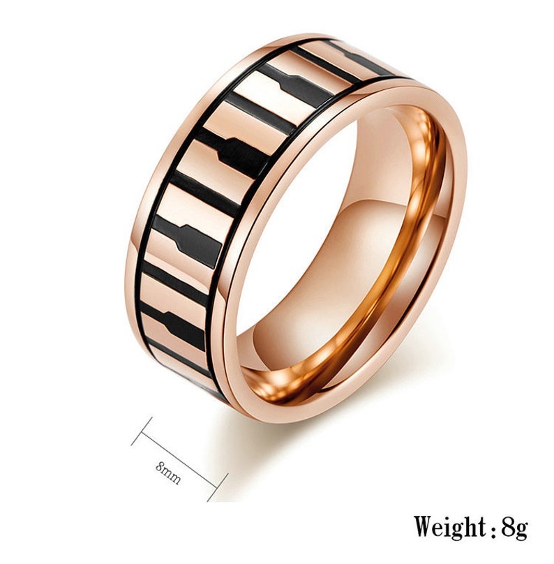Personalized Piano Key Ring for Musicians Rings Men Women Rings Wedding Anniversary Ring Stainless Steel Rings Free Custom Engraving Ring