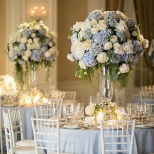 Sky Blue White Wedding Table Centerpieces Altar Decor Bridal Shower Aisle Runner Flower Artificial Flower Ball made with hydrangea Peony