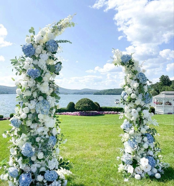 Blue Hydrangea Flower Arch, Wedding Floral Garland
