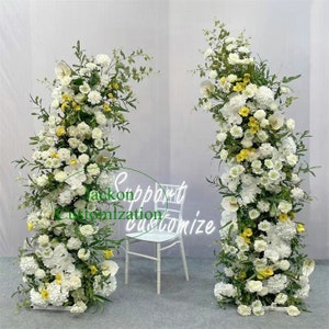 Centrotavola di fiori artificiali 5D color avorio giallo, decorazione per feste di nozze, sfondo per eventi