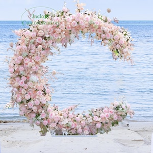 Light Pink Moon Arch Flower Arrangement Wedding Photography Props Background Decoration Flower Arch Business Party Flower Garland Arch Decor
