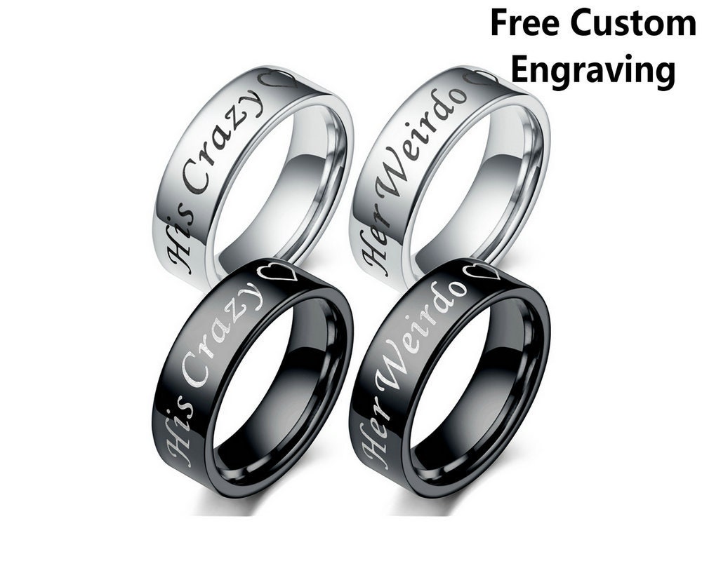 Handmade Two Tone Silver and Black Anniversary Band Promise Rings Titanium Ring Anniversary gift