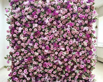 Dusty Purple Mauve Artificial Flower Wall, Floral Backdrop Panel, Wedding Photo Booth Party Decor
