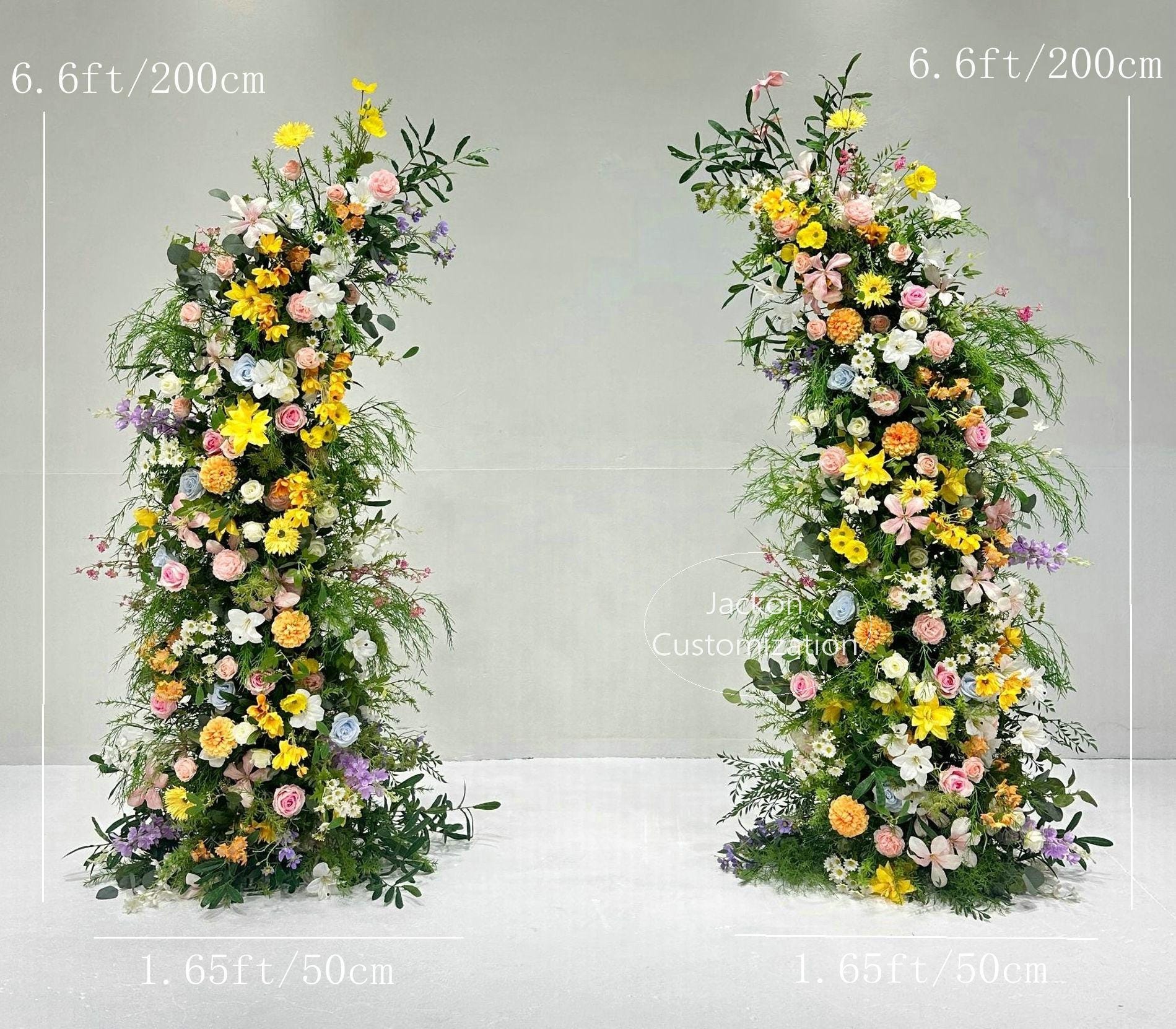 売り切れました。購入不可。 白いバラとアジサイのウェディングアーチフラワー、造花アレンジメント