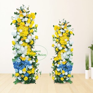 Bright Yellow 5D Artificial Flower Arrangement Wedding Flower Runner Events Party Background Decoration