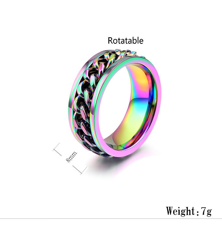 Spinner Chain Ring Anxiety Rings Week Ring Anxiety Spinner Etsy