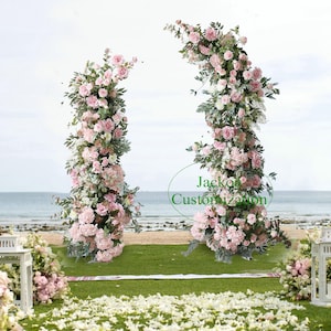 Light Pink Wedding Archway Flower Arrangement, 5D Artificial Flower Row, Events Background Decor